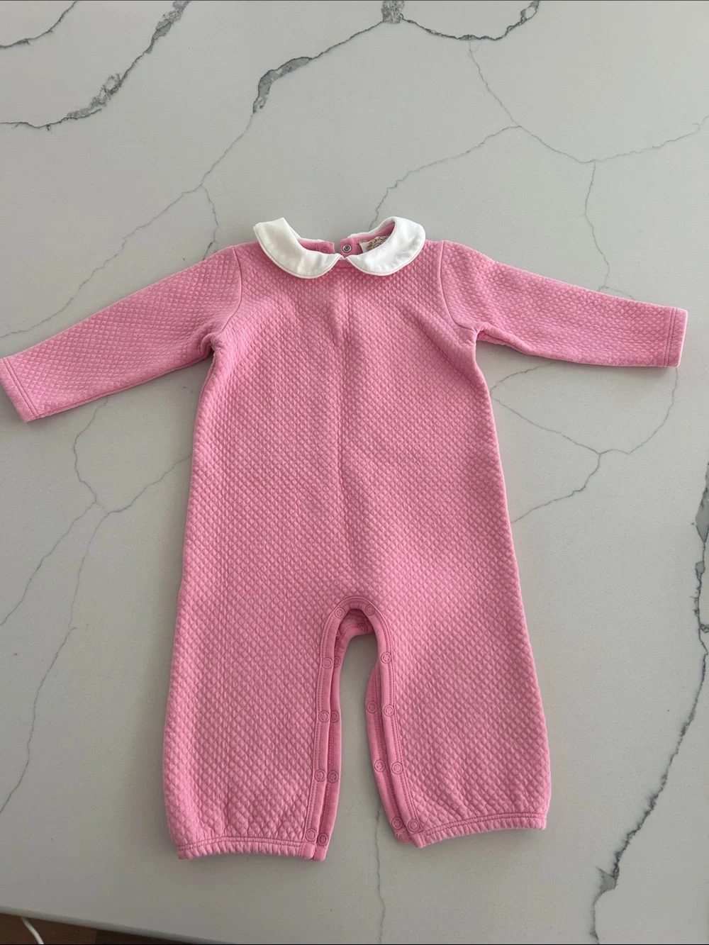The Beaufort Bonnet Company Pink Quilted One-Piece with White Peter Pan Collar